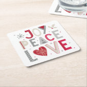 Weihnachts-Untersetzer mit Freude Friedenstypograf Rechteckiger Pappuntersetzer (angewinkelt)