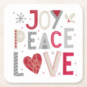 Weihnachts-Untersetzer mit Freude Friedenstypograf Rechteckiger Pappuntersetzer (Vorderseite)