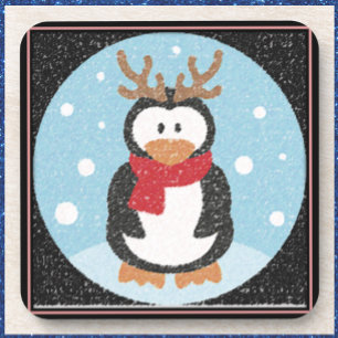 Weihnachts-Untersetzer mit Pinguin Getränkeuntersetzer