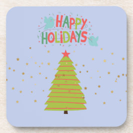 Weihnachts-Untersetzer mit Tree und Happy Holidays Getränkeuntersetzer