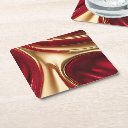 Weihnachts-Untersetzer-Rot und Gold- Rechteckiger Pappuntersetzer (angewinkelt)