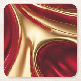 Weihnachts-Untersetzer-Rot und Gold- Rechteckiger Pappuntersetzer