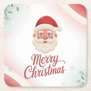 Weihnachts-Untersetzer-Set mit Weihnachtsmann Rechteckiger Pappuntersetzer