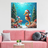 Weihnachts-Unterwasser-Seepferd und Schildkröte Leinwanddruck (Insitu (Wohnzimmer))