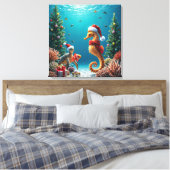 Weihnachts-Unterwasser-Seepferd und Schildkröte Leinwanddruck (Insitu (Schlafzimmer))