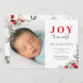 Weihnachts-Urlaub Baby Foto Geburtsankündigung Einladung (Vorne/Hinten)