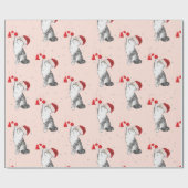 Weihnachts-Urlaub Cat Pattern Fun Silver Geschenkpapier (Flach)