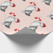 Weihnachts-Urlaub Cat Pattern Fun Silver Geschenkpapier (Ecke)