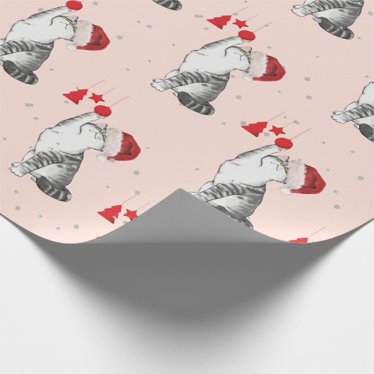 Weihnachts-Urlaub Cat Pattern Fun Silver Geschenkpapier (Ecke)