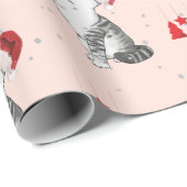 Weihnachts-Urlaub Cat Pattern Fun Silver Geschenkpapier (Rolleneckpunkt)