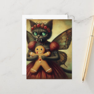 Weihnachts-Vampir Fee Kitty mit Lebkuchen Postkarte