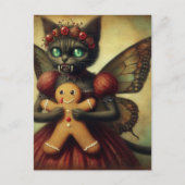 Weihnachts-Vampir Fee Kitty mit Lebkuchen Postkarte (Vorderseite)