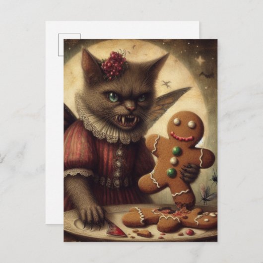 Weihnachts-Vampirmuschel mit Lebkuchen Postkarte (Vorne/Hinten)