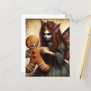 Weihnachts-Vampirzucht mit Lebkuchen Postkarte