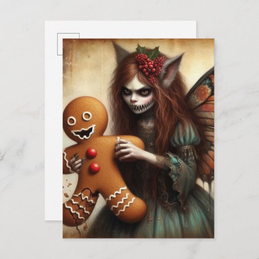 Weihnachts-Vampirzucht mit Lebkuchen Postkarte (Vorne/Hinten)