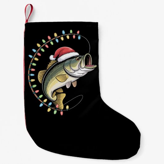 Weihnachts-Vater Bass Fish Funny Fish Fischer Kleiner Weihnachtsstrumpf (Vorderseite)