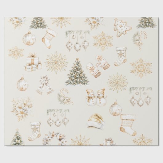 Weihnachts-Verpackungspapier beige Gold Geschenkpapier (Flach)