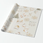Weihnachts-Verpackungspapier beige Gold Geschenkpapier (Ungerollt)