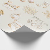 Weihnachts-Verpackungspapier beige Gold Geschenkpapier (Ecke)