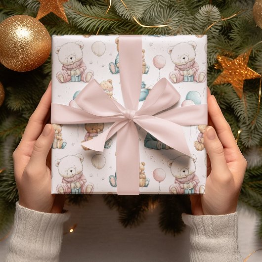 Weihnachts-Verpackungspapier mit Teddybären Geschenkpapier
