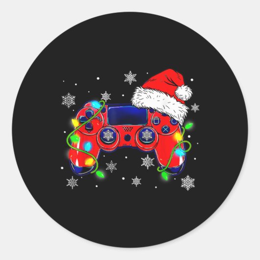 Weihnachts- Videospiel- Controller- Santa- Hut- Ga Runder Aufkleber (Vorderseite)