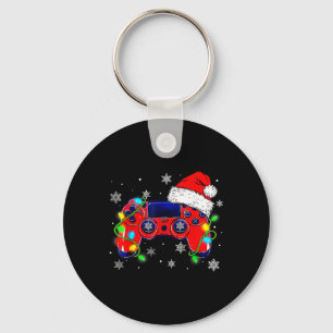 Weihnachts-Videospiel-Controller-Santa-Hut-Gamer-B Schlüsselanhänger