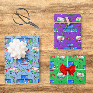 Weihnachts-Videospiel-Muster Geschenkpapier Set