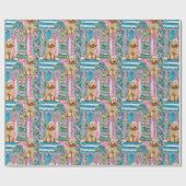 Weihnachts-Vignette Goldendoodle Geschenkpapier (Flach)