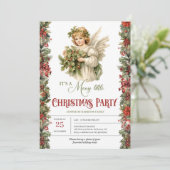 Weihnachts-Viktorianischer Engel mit Heiligbeeren- Einladung (Stehend Vorderseite)