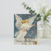 Weihnachts-Viktorianischer Engel mit Sternen Rose Feiertagspostkarte (Stehend Vorderseite)
