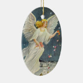 Weihnachts-Viktorianischer Engel mit Sternen Rose Keramik Ornament (Rechts)