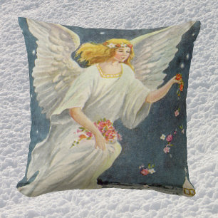 Weihnachts-Viktorianischer Engel mit Sternen Rose Kissen