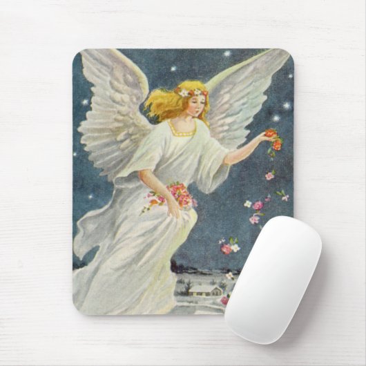 Weihnachts-Viktorianischer Engel mit Sternen Rose Mousepad (Mit Mouse)