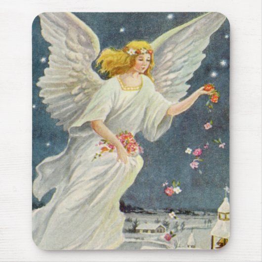 Weihnachts-Viktorianischer Engel mit Sternen Rose Mousepad (Vorne)