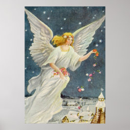 Weihnachts-Viktorianischer Engel mit Sternen Rose Poster