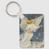 Weihnachts-Viktorianischer Engel mit Sternen Rose Schlüsselanhänger (Vorderseite)