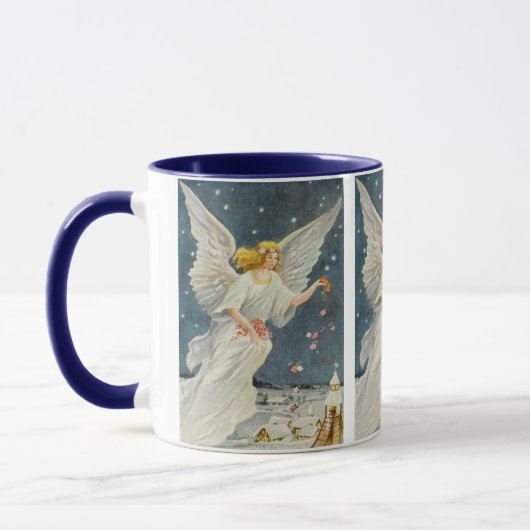 Weihnachts-Viktorianischer Engel mit Sternen Rose Tasse (Links)