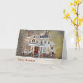 Weihnachts-Viktorianisches Haus im Schnee Karte (Gelbe Blume)