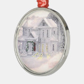 Weihnachts-Viktorianisches Haus Ornament Aus Metall (Links)