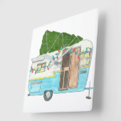 Weihnachts-Vintag-Camping-Anhänger Quadratische Wanduhr (Winkel)