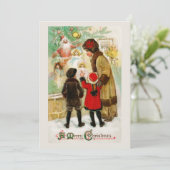 Weihnachts-Vintag-Frauen- und Kinderspielautomaten Feiertagskarte (Stehend Vorderseite)