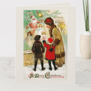Weihnachts-Vintag-Frauen- und Kinderspielautomaten Karte