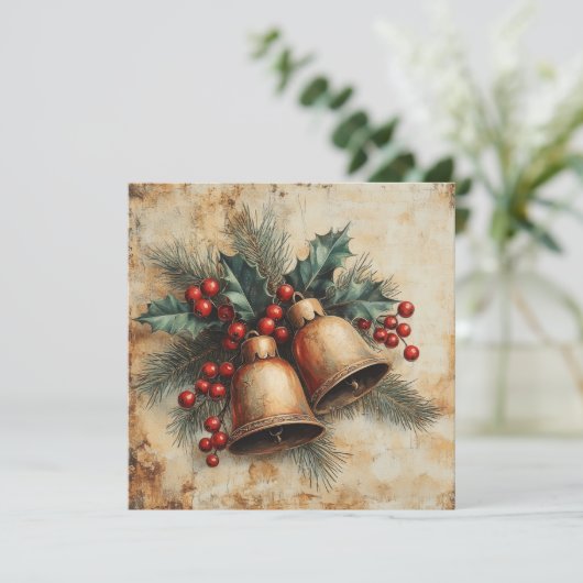 Weihnachts-Vintag-Grußkarte Feiertagskarte (Stehend Vorderseite)