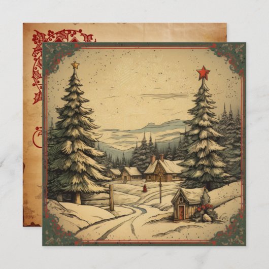 Weihnachts-Vintag-Grußkarte Feiertagskarte (Vorne/Hinten)