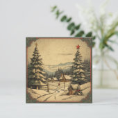 Weihnachts-Vintag-Grußkarte Feiertagskarte (Stehend Vorderseite)