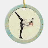 Weihnachts-Vintag-Ice-Skater Keramik Ornament (Vorne)