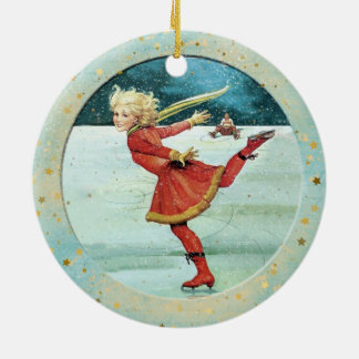 Weihnachts-Vintag-Ice-Skater Keramik Ornament
