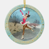 Weihnachts-Vintag-Ice-Skater Keramik Ornament (Vorne)