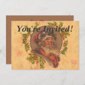 Weihnachts-Vintag-Portrait Einladung (Vorne/Hinten)