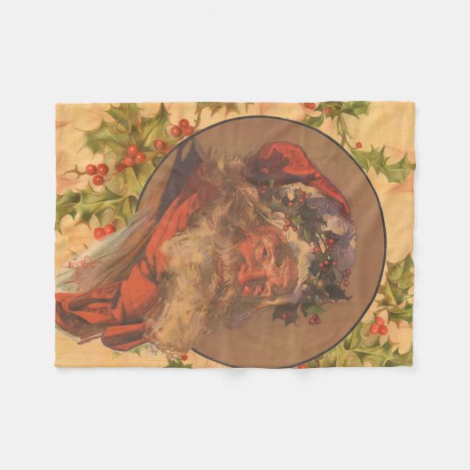 Weihnachts-Vintag-Portrait Fleecedecke (Vorderseite (Horizontal))